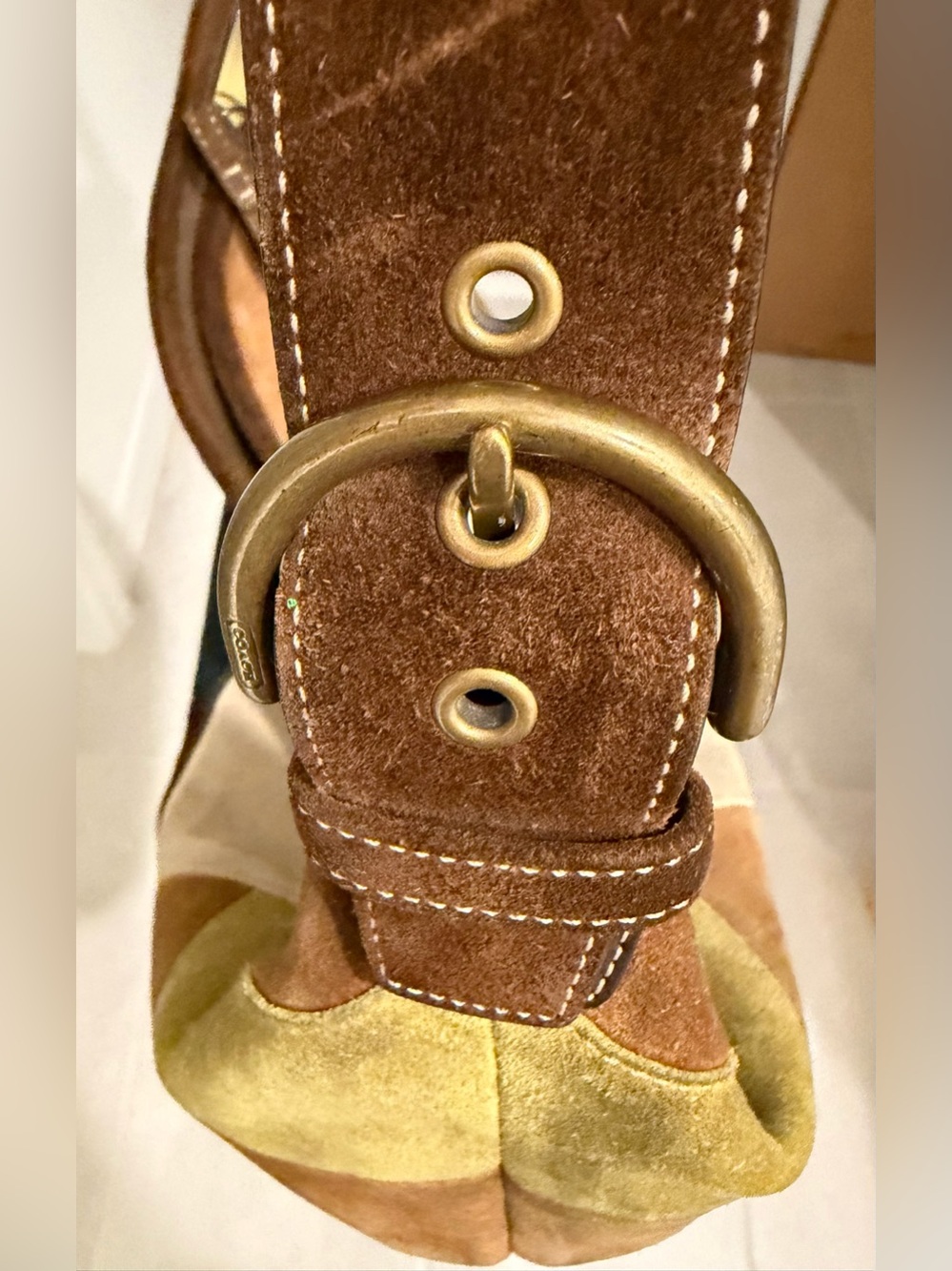 *EUC* Vintage Coach 2004 Y2k Suede Patchwork Hobo - Picture 7 of 9
